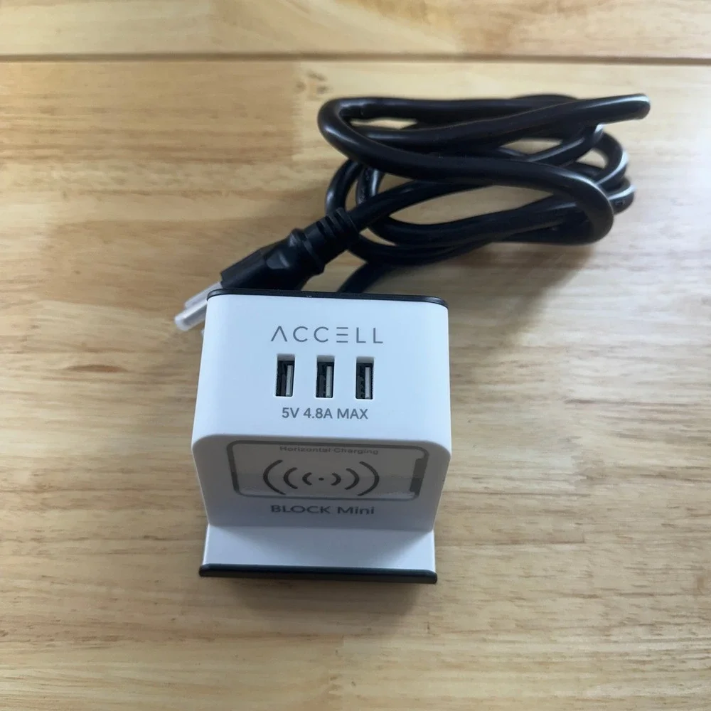 ACCELL Block Mini White Power‎ Strip Surge Protector USB Wireless Charging